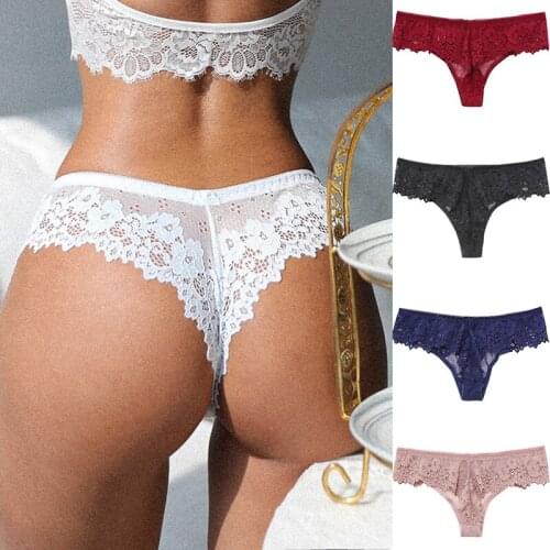 2pcs/set Lace Low Waist Brief Sexy Thong Panties Female Underwear Women Seamless Mini G String Hollow Breathable Lingerie