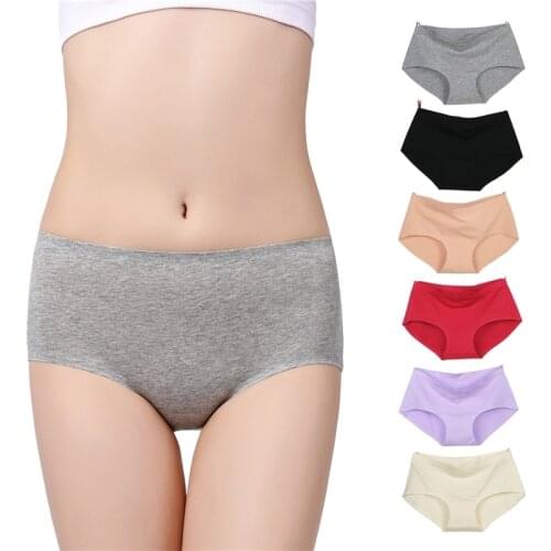 Womens Panties Cotton Underwear Solid Color Briefs Girls Low-Rise Soft Panty Women Underpants Female Lingerie large size XXL