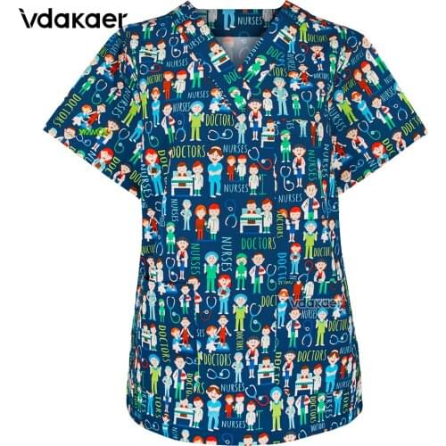 Unisex scrub top cotton Short Sleeves Nursing Scrub Suit Nurse Uniform Clothing Hospital gown Medical overalls surgical gowns