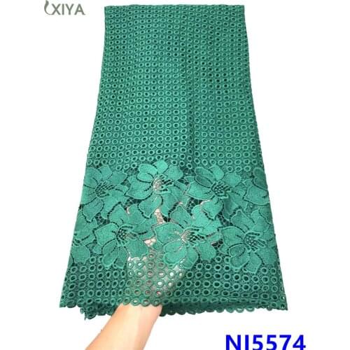 Embroidered Guipure Lace Fabric New Arrival Green African Cord Lace High Quality Nigerian Water Soluble Lace Fabric NI5574