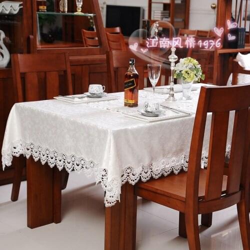 High-end fashion hollow rectangular white cloth place mat, table cloth Buu style coffee table-size shipping Roundtable
