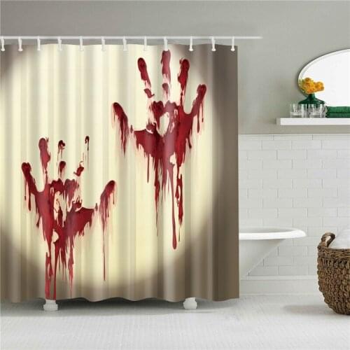 Halloween Horror Print Shower Curtains With Hooks Waterproof Fabric Polyester Bath Screen Hippie Home Bathroom Boho Decor