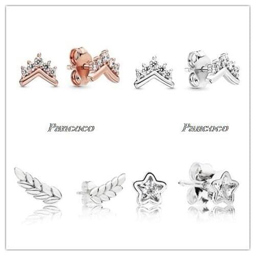 925 Sterling Silver Earring 2019 Autumn Rose Gold Tiara Wishbone Studs Earring For Women Wedding Gift Fashion Jewelry