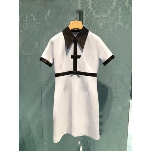 Women s black New and white two color Lapel show thin dress small fragrant short women