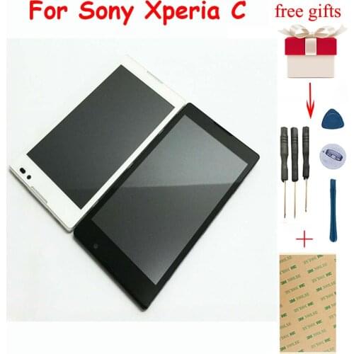 LCD for Sony Xperia C S39h LCD Screen C2304 LCD Display C2305 LCD Display Screen Touch Screen Digitizer Panel Assembly frame