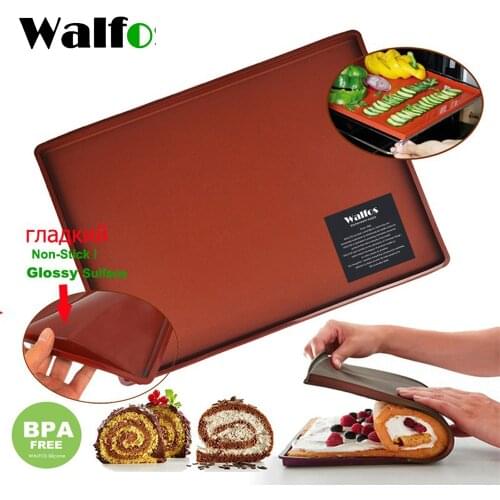 WALFOS 1pc Non-Stick Silicone Oven Mat Cake Roll Mat Baking Mat Functional Baking Macaron Cake Pad Swiss Roll Pad Bakeware Bakin