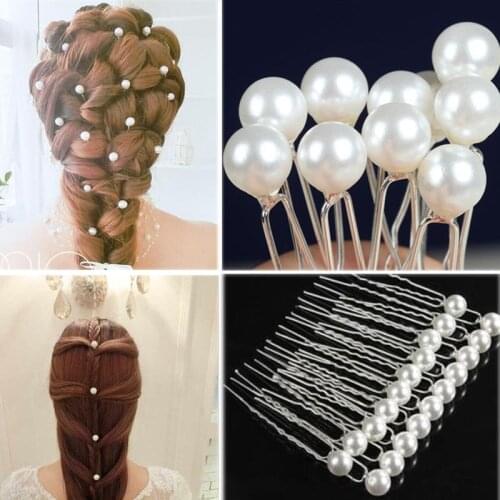 10 PCS/lot Fashion Charm Party Wedding Bridals U Shape Hair Clips White Imitated Pearl Hairpins Hair Pins Barrette Hair Styling