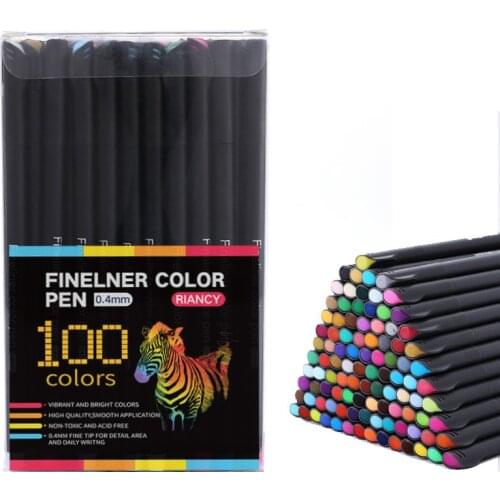 100Pcs Colored Professional Art Marker Pens 0.4mm Fineliner Pens For Kids School Office Pen Set Cute Thin Line Pen Art Supplies