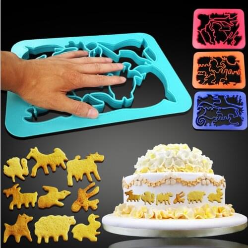 11 Shapes In 1 One-piece Cookies Cutters Kids Pastry Biscuits Molds Jungle Sea Farm Animal Plane Boat Tank Fish Fondant Moulds