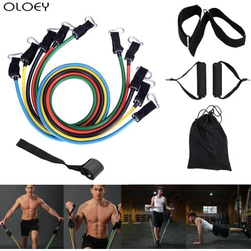 11pcs/set Pull Rope Fitness Exercises Resistance Bands Latex Tubes Pedal Excerciser Body Training Workout Yoga Rubber Loop Tube