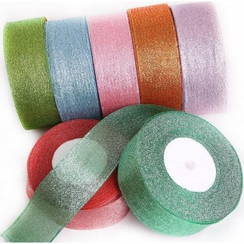 25Yards/lot New Arrival 38mm Metallic Ribbon Organza Ribbon DIY Bow Craft Wedding Party Decoration Gift Wrapping Supplies