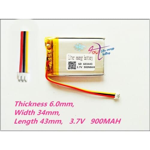 3 thread 603443 3.7V 900MAH Polymer rechargeable batteries 603545 Mp3 MP4 MP5 GPS DVR papago 730 260 Driving recorder