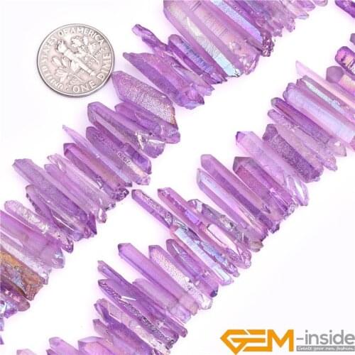 4x27mm Green Pink Purple Quartzs Stick Point Beads For Jewelry Making Strand 8 inch DIY Fashion Bracelet Jewelry Bead For Women