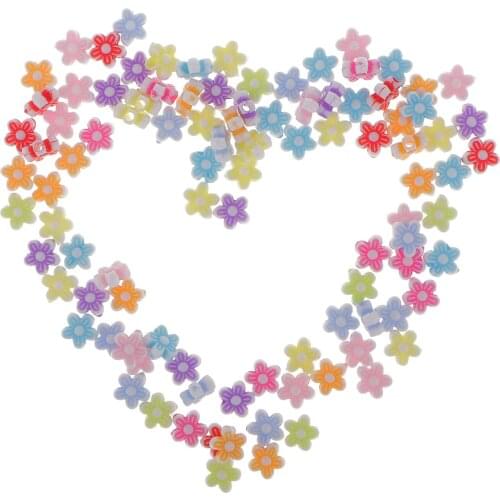 100pc 8mm FLOWER Acrylic Spacer Beads PASTEL COLORS Mixed Assorted DIY Craft