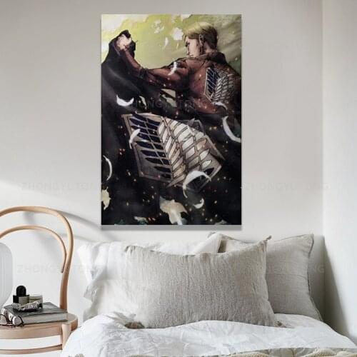 Anime Poster Attack on Titan Erwin Smith Poster Decorative Painting Canvas Wall Art Living Room Posters Bedroom Painting