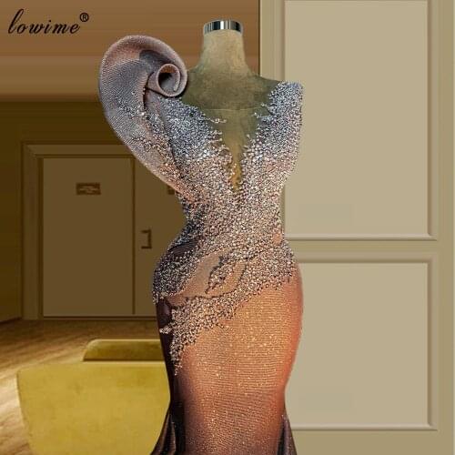 Middle East Mermaid Prom Dresses For Women 2020 Elegant Cocktail Party Dresses Pearls Celebrity Wedding Party Vestidos Formales