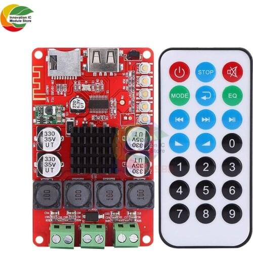 Ziqqucu TPA3116 50W+50W Bluetooth Receiver Digital Audio Amplifier Board TF card U-disk Player FM Radio with Remote Controller