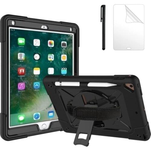 360 Rotation Hand Strap Kickstand Funda Tablet Protective For iPad 9.7 2018 2017 Air 2 Pro 9.7 2016 A1822 A1823 Case + FilmPen