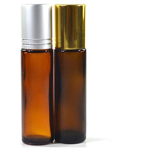 100pcs *10ML Amber Roll On Roller Bottle for Essential Oils Refillable Perfume Bottle Deodorant Containers With Gold Lid
