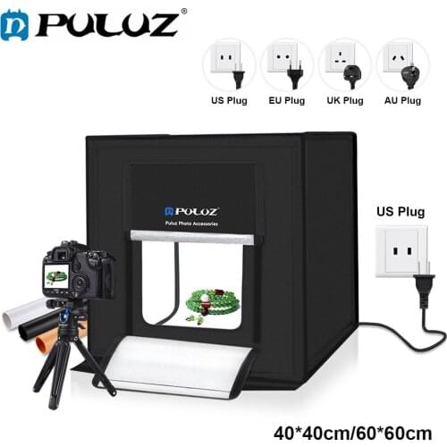 PULUZ 60*60cm/40*40cm Photography Studio Box AU/UK/US/EU Plug Mini Studio Photo Box Softbox With Light Photography Accessories