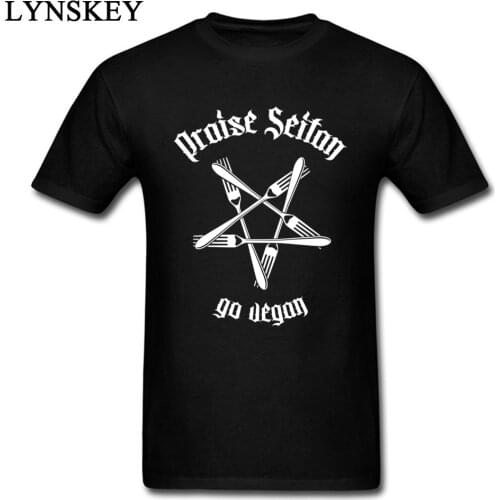 White Letters Print Tshirts For Adult 2018 New Fashion Brand Short Sleeved Clothing Shirt Praise Seitan 100% Cotton O-Neck