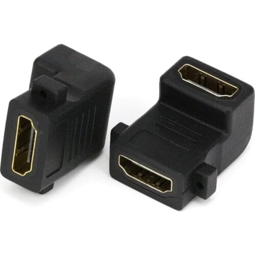 HD01 90 Degrees Angle Extender HDMI-compatible Female to Female Cable Adapter Converter 1080P for Tablet PC Tv Camera F-F 100pcs