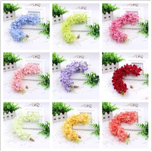 Artificial Flowers Silk flower European Fall Vivid simulation silk flowers hydrangea Fake Leaf Wedding Home Party Decoration