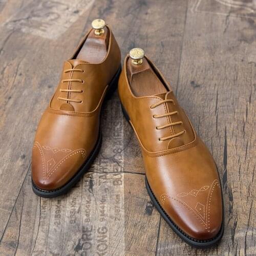 Mazefeng classic business mens wedding shoes leather lace up formal shoes mens casual flat shoes wedding party shoes EUR 38-46