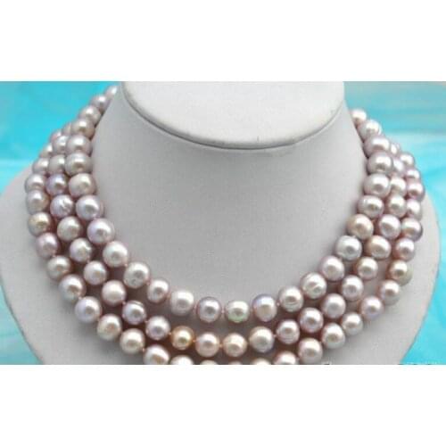 Beautiful 50" 10-11mm round lavender freshwater pearl necklace