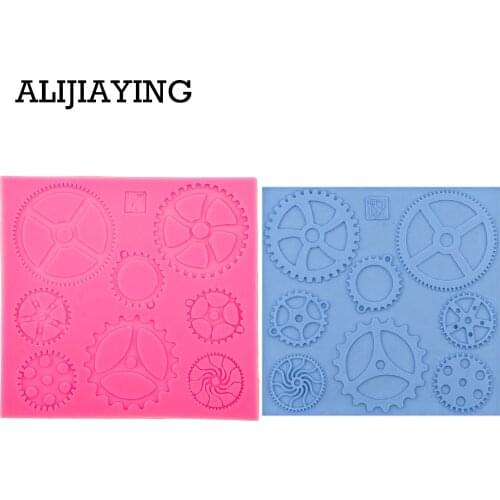 M0549 Steampunk Gears Confeitaria Silicone Mold Fondant Cake Molds Cupcake Mould Chocolate Baking Tools for Cakes