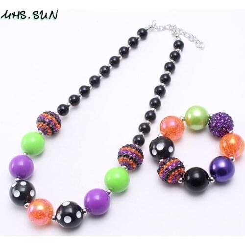 MHS.SUN 2018 Fashion Halloween Nekclace Bracelets for Kids/Child/Girls Acrylic Bubblegum Beads Necklace Jewelry Accessories
