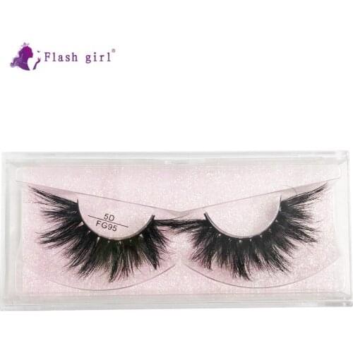 Flash Girl 1 Pair 5D Mink Eyelashes FG95 Handmade Reusable Full Strip Lashes Cruelty Free Popular False Eyelashes Beauty Makeup