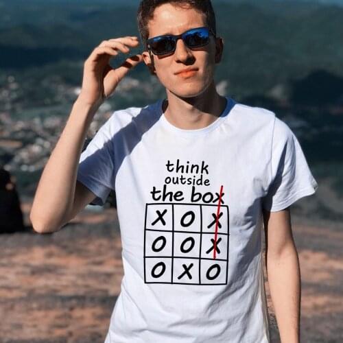Fashion Men Summer Short Sleeve Think Outside The Box T Shirt Casual Aesthetic T-shirt Tees Tops Tumblr Clothes Camisetas Mujer