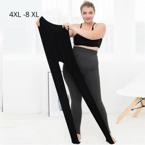 Plus Size 8XL Stretch Fleece Lined Thick Leggings Mujer Winter Warm Casual Fitness Skinny Pants Female Step Foot Long Leggings