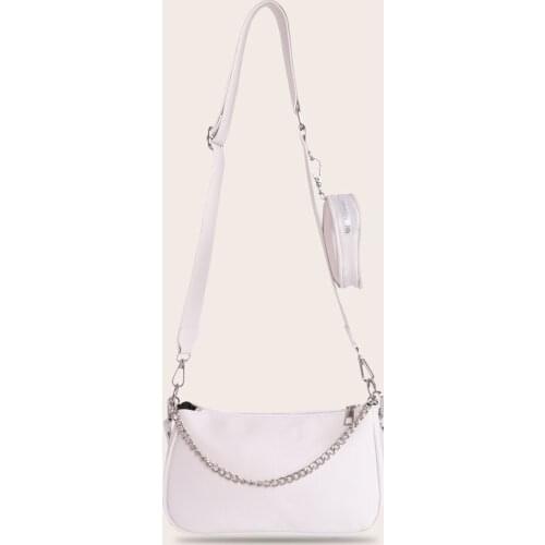 Youth Ladies Simple Versatile Bag Fashion Women PU Shoulder Underarm Bag Composite Set Female Solid Chain Handbags