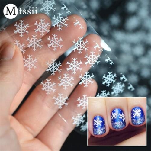 Mtssii 1 Sheet 3D 100cm*4cm Christmas Snowflake Holographic Nail Foils Nail Art Transfer Sticker Paper DIY Nail Art Decorations