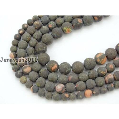 Natural Matte Black Plum Flower Gems Stone Round Spacer Beads 15'' 6mm 8mm 10mm for Jewelry Making Crafts 5 Strands/Pack