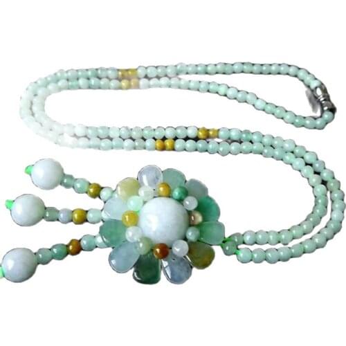 Jade sun flower necklace pendant jade ball jewelry hand woven sweater chain exquisite for relatives and friends