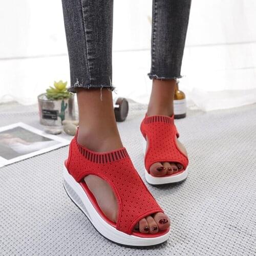 Large size ladies sandals women shoes ladies summer slope heel comfortable sandals flat sandals open toe shoes shoes for women