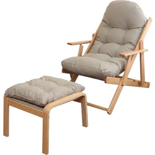 Happy leisure lazy sofa Nordic outdoor folding balcony by lounge chair solid wood pregnant women lunch break chair