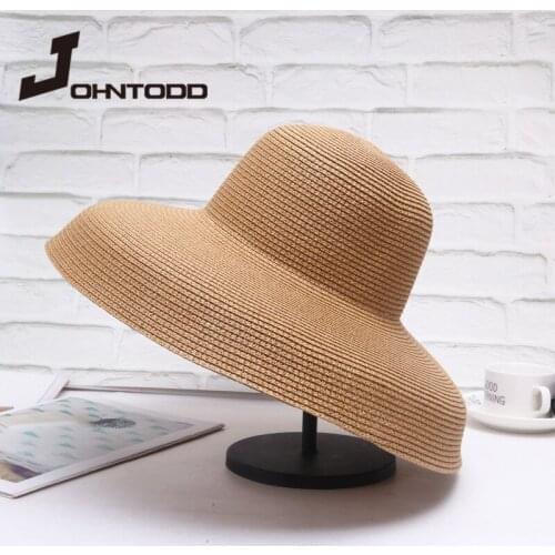 2021 Summer Hepburn Style Wind Retro Sun Big Grass Hat Wide Side Visor Female Sunscreen Beach Fashion Wild Sun Hat Solid Color
