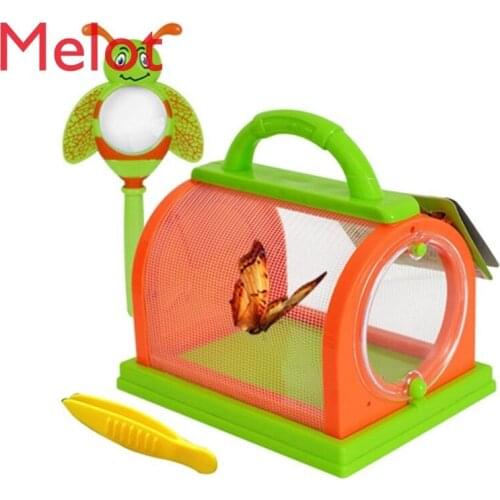 Modern Childrens Magnifying Glass Insect Collection Viewer Insect Feeding Box Lanyard Handheld Collection Box Outdoor Toys