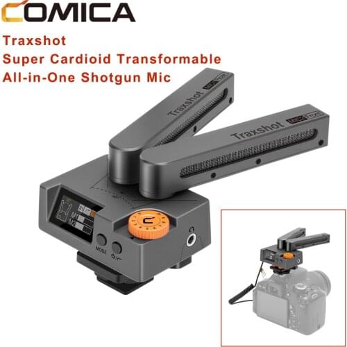 COMICA Traxshot Super Cardioid Transformable All-in-One Mono/Stereo Shotgun Microphone for Canon Nikon Sony Cameras/Smartphone