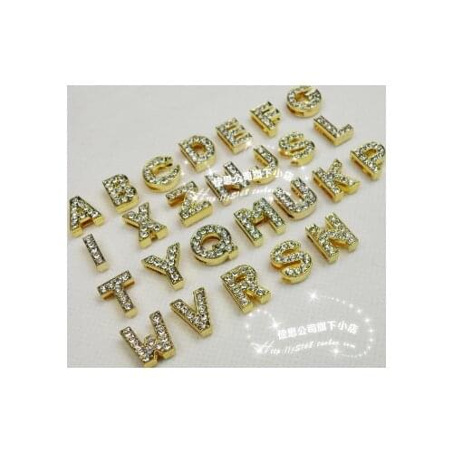 Party Favors 8mm Full Rhinestone Slide Letters Charm DIY Accessories