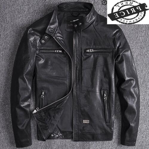 Spring Autumn Genuine Leather Jacket Men Streetweaar 100% Real Sheepskin Coat Man Moto Biker Vintage Leather Jackets 2a11