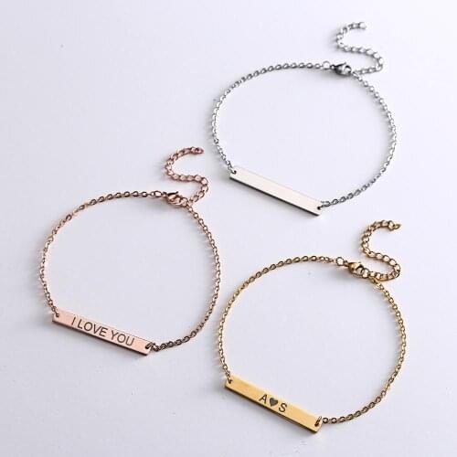Engrave Name Womens Charm Bracelet for Women Paired Stainless Steel Bracelet Best Friend Female Wrist Bracelet Jewelry Gift