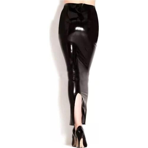 High Waist pencil long skirt women PVC Bodycon Midi Skirt Plus Size PVC Ankle Length Slim Skirt Package Hips Gothic Simple Skirt