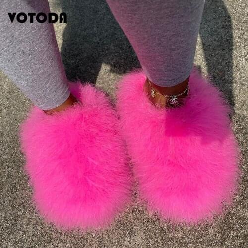 New Faux Fox Fur Slippers Womens Furry Warm Flip Flops Fullfy Raccoon Fur Slides Flat Comfortable Home Shoes Plus Size Couple