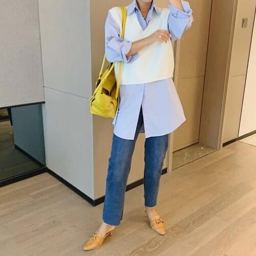 Womens Top Basic Black White Sweater Knitted Vest Autumn Warm V Neck Oversize Waistcoat Pullover Female Korean Clothing Jumper