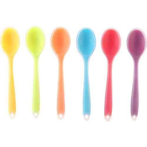 1PC Colorful Silicone Spoon Tableware Heat Resistant Easy To Clean Non-stick Rice Spoons Cooking Kitchen Tools Kitchenware Spoon